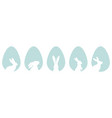 set of easter eggs with rabbit silhouette vector image vector image