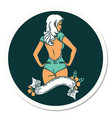 tattoo style sticker a pinup swimsuit girl vector image vector image