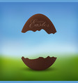 chocolate egg 3d happy easter text broken brown vector image vector image