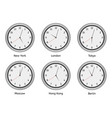 time zone clocks modern wall round clock face vector image vector image