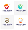 set shield check logo design concept vector image