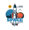 space explore icon spaceship rocket and planets vector image