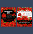 remembrance day poster with red poppy flower frame vector image vector image