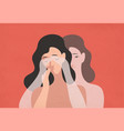 sad young woman with lowered head and her ghostly vector image