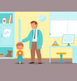 child in pediatrics office doctor measures boy vector image vector image