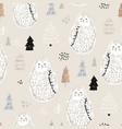 childish seamless forest pattern with ink drawn vector image vector image