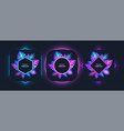 glowing neon frames with tropical exotic plant vector image