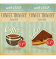 vintage two cards cafe confectionery dessert menu vector image vector image