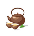 ceramic teapot and cup bowls green tea vector image vector image