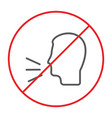 no talking thin line icon prohibited and warning vector image