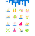set simple icons water sport vector image