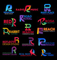 business identity symbols with letter r vector image vector image