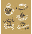 coffee hand drawn labels logo template collection vector image vector image