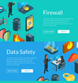 isometric data and computer safety icons vector image vector image