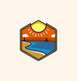 colorful abstract sun set beach logo vector image