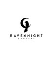 crescent moon with raven bird logo vector image