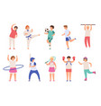 sport kids children play football and tennis vector image vector image