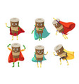 takeaway coffee mascot in superhero cloak set vector image vector image