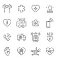 aed cpr first aid in cardiac arrest outline icon vector image vector image