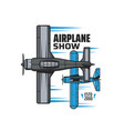 airplane show icon with vintage propeller planes vector image