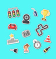 flat car racing icons stickers set vector image