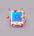 social media photo frame with hearts likes vector image
