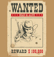 wanted poster western with bandit vector image