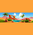 water lake oasis in dubai desert with palm tree vector image