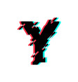 Logo letter y glitch distortion diagonal Vector Image