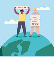 male ecologists in earth vector image vector image