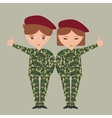 two kids children wearing military uniform army vector image