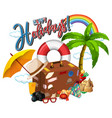 happy holiday icon with travel element vector image
