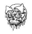 scary skull mushrooms melted colorful monochrome vector image