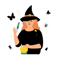 witch character magical occult elements vector image vector image