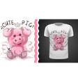 cute pig - idea for print t-shirt vector image