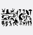 people dancing with umbrella silhouette vector image vector image