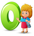 Alphabet o with a school girl Royalty Free Vector Image