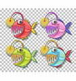 angler fish cartoon character isolated vector image