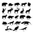 big set of black silhouettes forest wild animals vector image