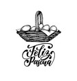 feliz pascua translated from spanish handwritten vector image vector image