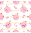 pig seamless pattern piglet faces wallpaper cute vector image vector image