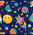 cute space flat cartoon seamless pattern vector image