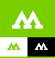 m letter with arrows flat monogram vector image vector image