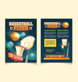cartoon flyers to invite on basketball game vector image vector image