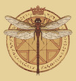 drawing of dragonfly on an octagonal star vector image