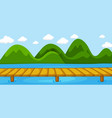 empty park landscape scene with bridge crossing vector image