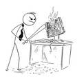 angry businessman destroying smashing computer vector image