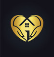 gold love house care logo vector image vector image