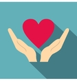 hands holding heart icon flat style vector image vector image