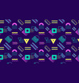 neon geometric seamless pattern on dark background vector image